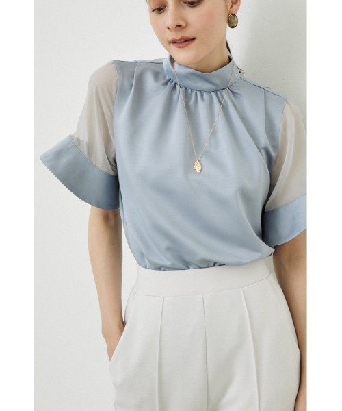 「rienda」 半袖ブラウス FREE ライトブルー レディース_画像3