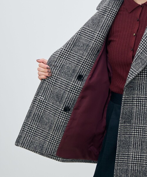 TOMORROWLAND collection ピーコート pコート カシミヤグレンチェック