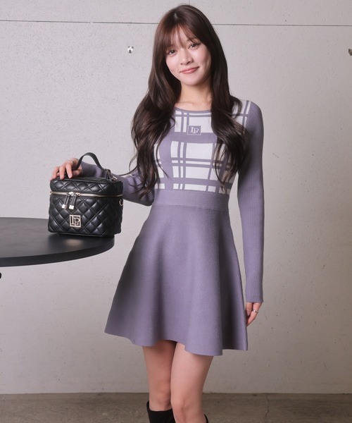 LIP SERVICE（リップサービス） ワンピース LPチェックフレアニット