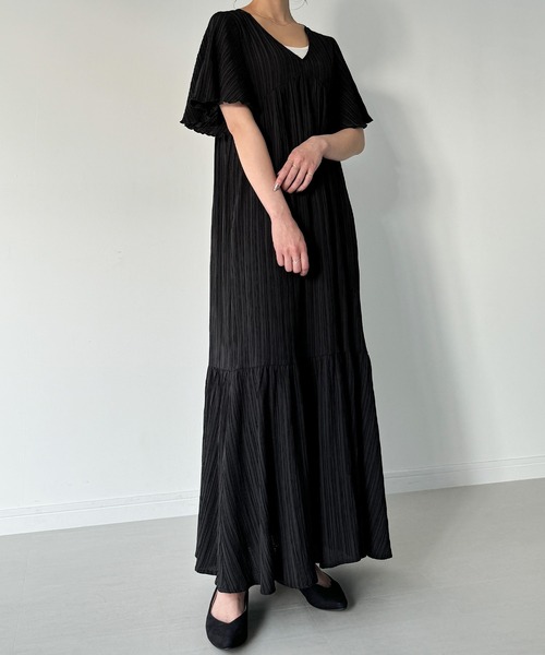 「JUNOAH」 半袖ワンピース X-LARGE ブラック レディース_画像3