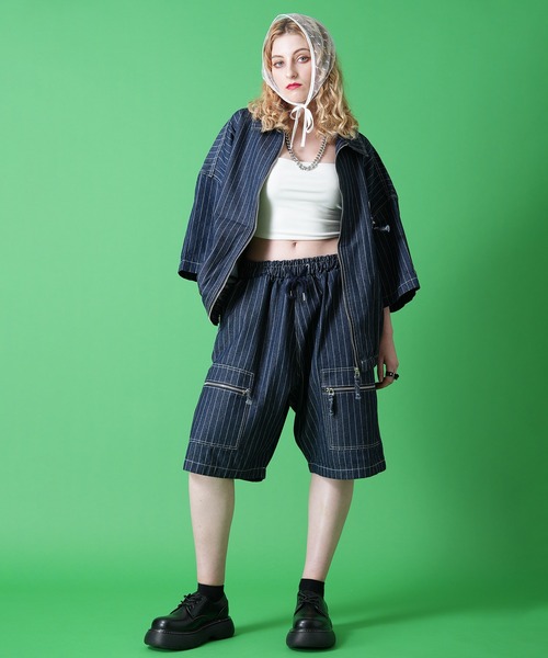 「ankoROCK」 デニムハーフパンツ ONESIZE ネイビー メンズの画像