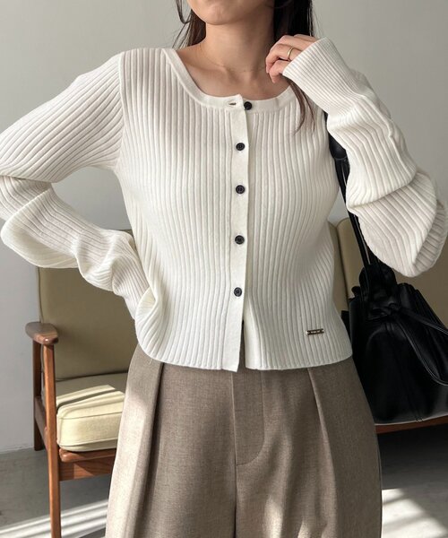 CAPRICIEUX LE'MAGE スラブジップカーディガン　オフホワイト CAPRICIEUX LE'MAGE スラブジップカーディガン オフホワイト - メルカリ