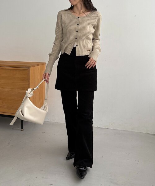 【前後2WAY】カーブスリーブリブニット CAPRICIEUX LE'MAGE｜【新色/オフホワイト】【前後2WAY】カーブ