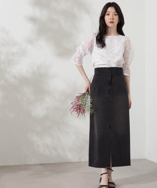 「PROPORTION BODY DRESSING」 デニムスカート SMALL グレー レディース_画像3