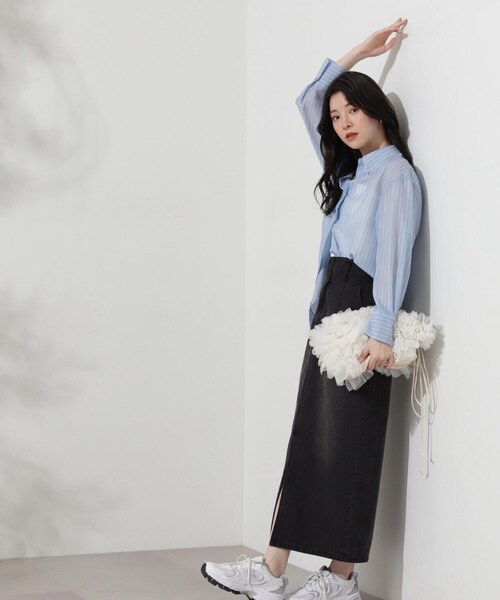 「PROPORTION BODY DRESSING」 デニムスカート SMALL グレー レディース_画像4