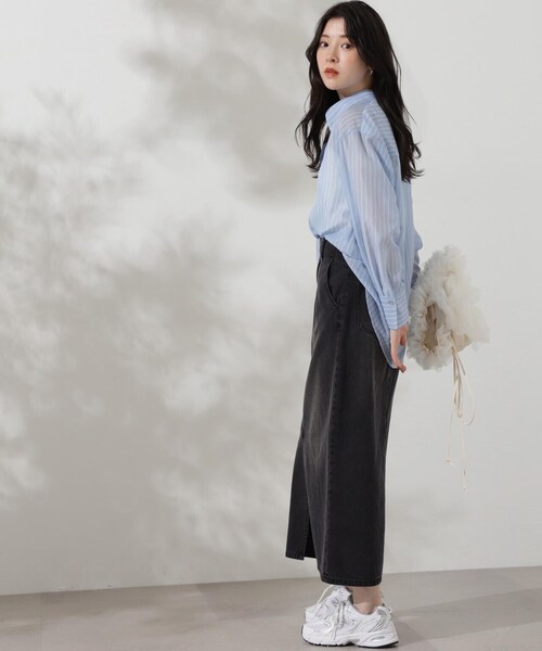 「PROPORTION BODY DRESSING」 デニムスカート SMALL グレー レディース_画像5