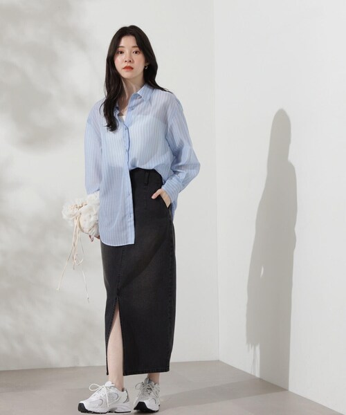 「PROPORTION BODY DRESSING」 デニムスカート SMALL グレー レディース_画像6