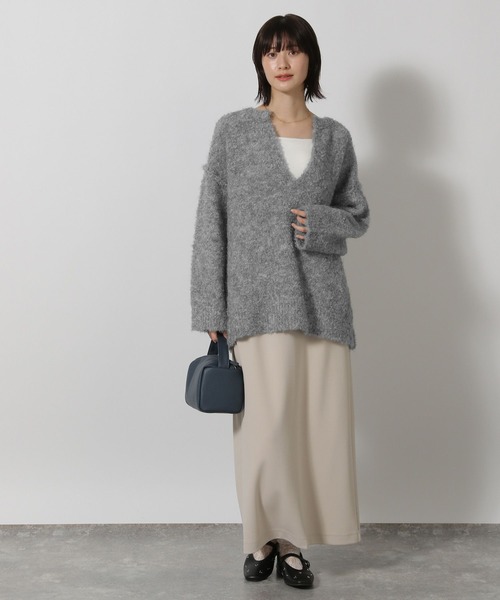 新品タグ付き　roughlow ブークレショートニット　ラフロー LAKOLE（ラコレ） ニット セーター ブークレVネックニットプルオーバー