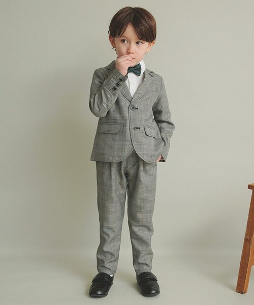 子供用 フォーマルスーツ グレー ネクタイ付き　ブランシェス　120 スーツ branshes（ブランシェス） 「KIDS」パンツスーツ 120 グレー キッズ