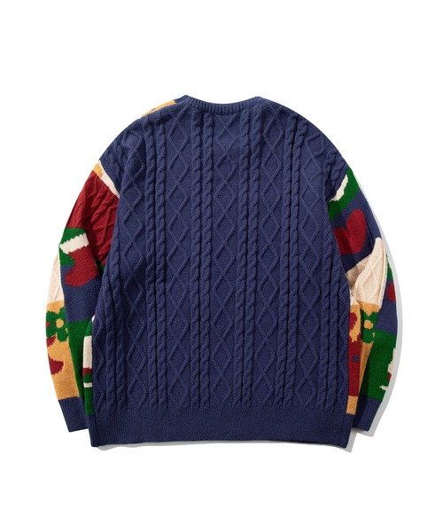 セーター ニット HOOK -original- 厚手パッチワーククリスマスニット