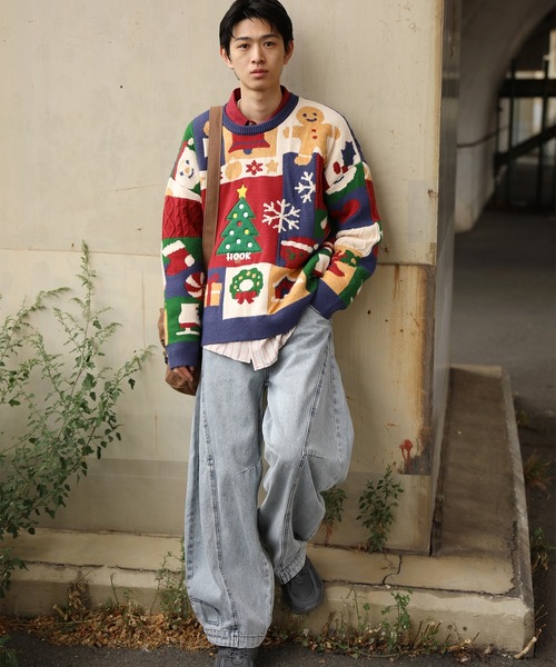 まーりんさま　ladies' 90's Woolyback レザーパッチニット まーりんさま ladies' 90's Woolyback レザーパッチニット