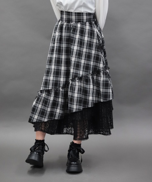 NIBBLE POISON（ニブルポイズン） スカート チェックアシメフリル