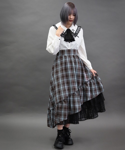 NIBBLE POISON（ニブルポイズン） スカート チェックアシメフリル