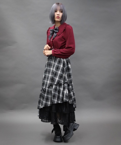 NIBBLE POISON（ニブルポイズン） スカート チェックアシメフリル