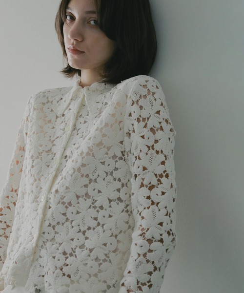 ブラウス シャツ COTTON LACE SHORT SHIRT レディースの画像