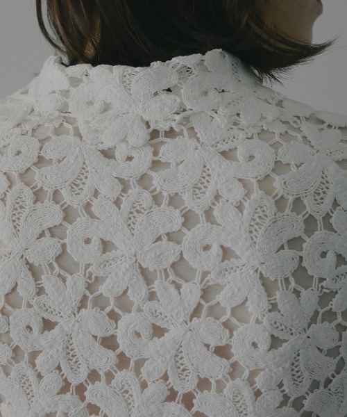 ブラウス シャツ COTTON LACE SHORT SHIRT レディースの画像