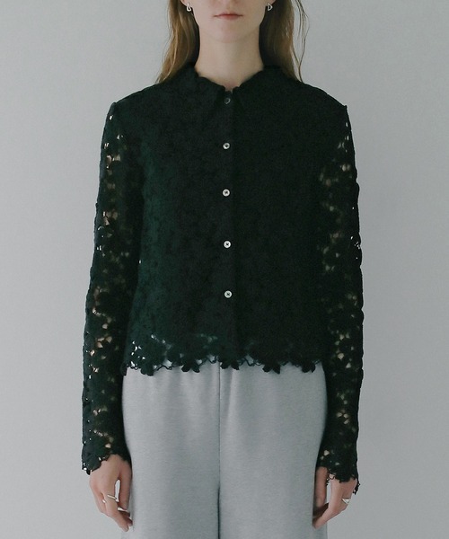 ブラウス シャツ COTTON LACE SHORT SHIRT レディースの画像