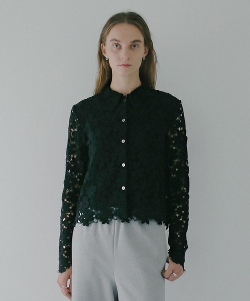 ブラウス シャツ COTTON LACE SHORT SHIRT レディースの画像