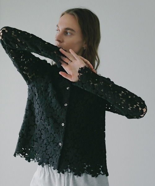 ブラウス シャツ COTTON LACE SHORT SHIRT レディースの画像