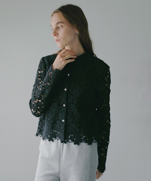 ブラウス シャツ COTTON LACE SHORT SHIRT レディースの画像