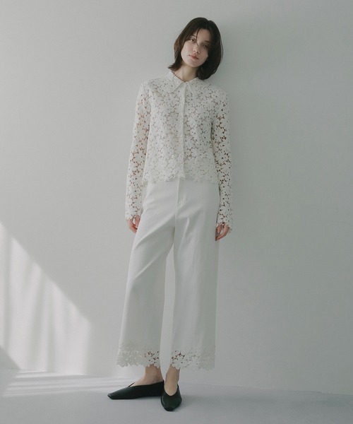 ブラウス シャツ COTTON LACE SHORT SHIRT レディースの画像