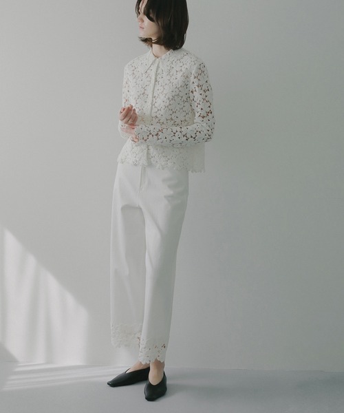 ブラウス シャツ COTTON LACE SHORT SHIRT レディースの画像