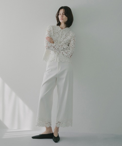 ブラウス シャツ COTTON LACE SHORT SHIRT レディースの画像