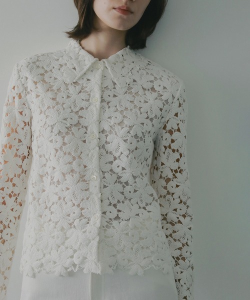ブラウス シャツ COTTON LACE SHORT SHIRT レディースの画像