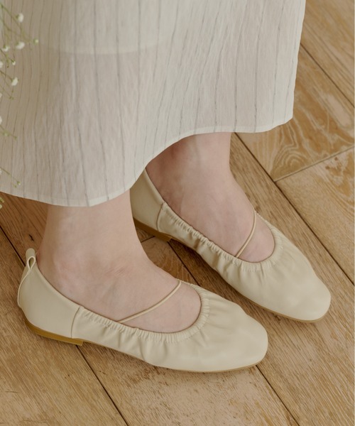 OLUN パンプス gather flat shoes/ギャザーフラットシューズ