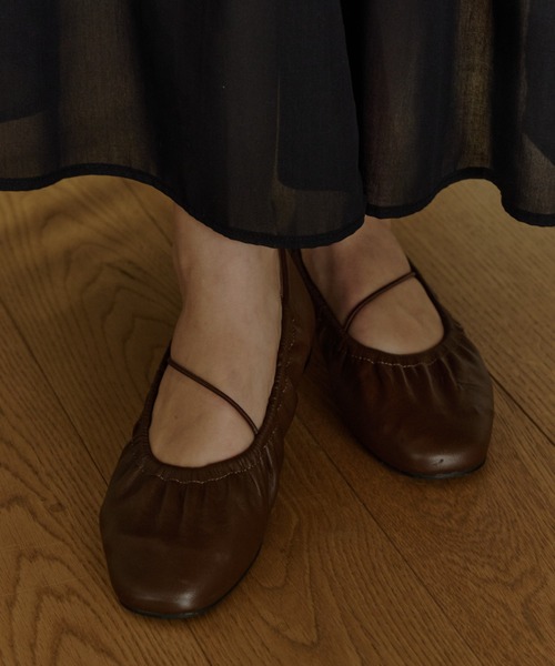 OLUN パンプス gather flat shoes/ギャザーフラットシューズ