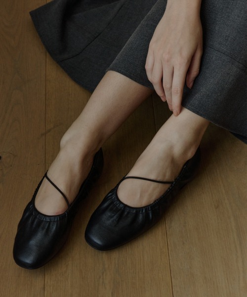 OLUN パンプス gather flat shoes/ギャザーフラットシューズ