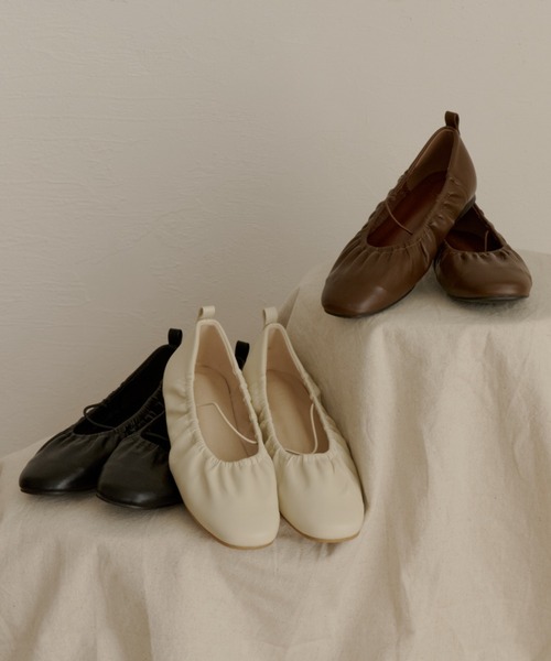 OLUN パンプス gather flat shoes/ギャザーフラットシューズ