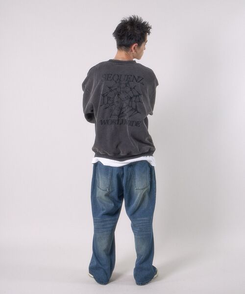 「SEQUENZ」 スウェットカットソー LARGE ブラック メンズ_画像9