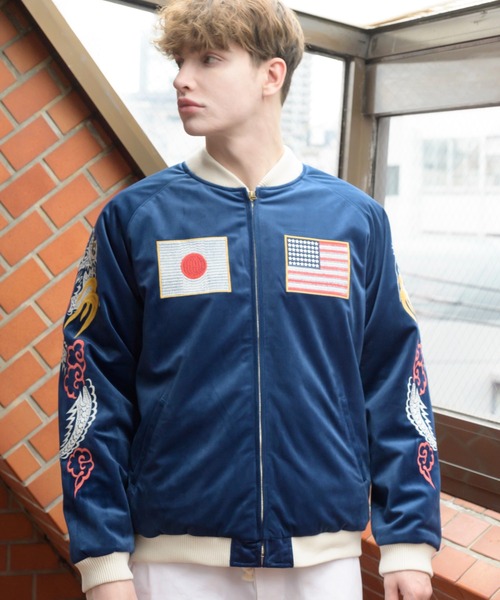 HOUSTON（ヒューストン） スカジャン LARGE ネイビー メンズ