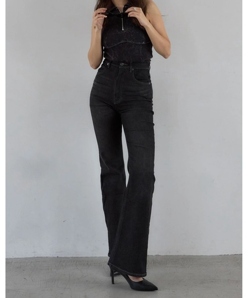 新品 エディットフォー ルル ハイウエスト ブラック ストレートデニム 美脚 ジーンズ デニム デニムパンツ 「ela.」「改良版」boots cut denim