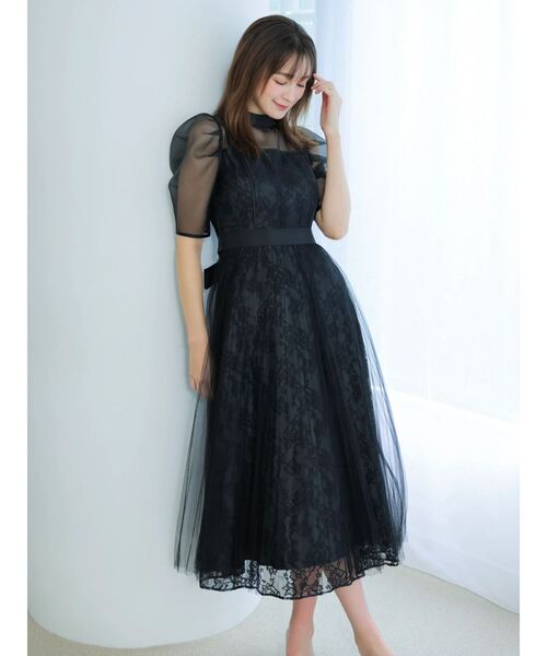 【ChiChiLondon】ブラックレースドレス【新品タグ付き】 幾何学レースドレス(ブラック)K1-312BL-XS | パーティドレススタイル