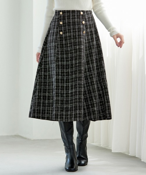 「alotta」 フレアスカート M ブラック×ホワイト レディース_画像3