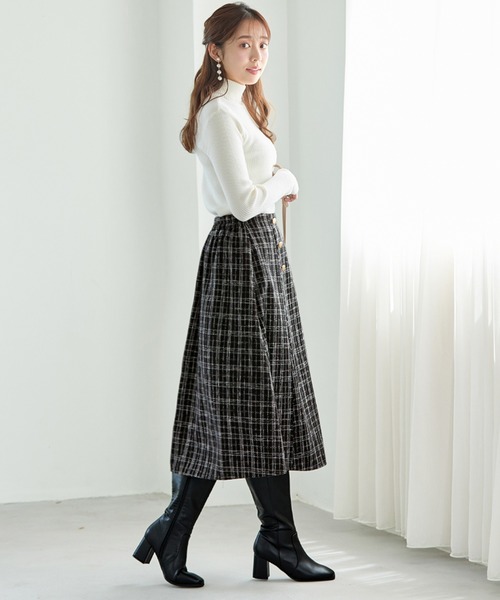 「alotta」 フレアスカート M ブラック×ホワイト レディース_画像5