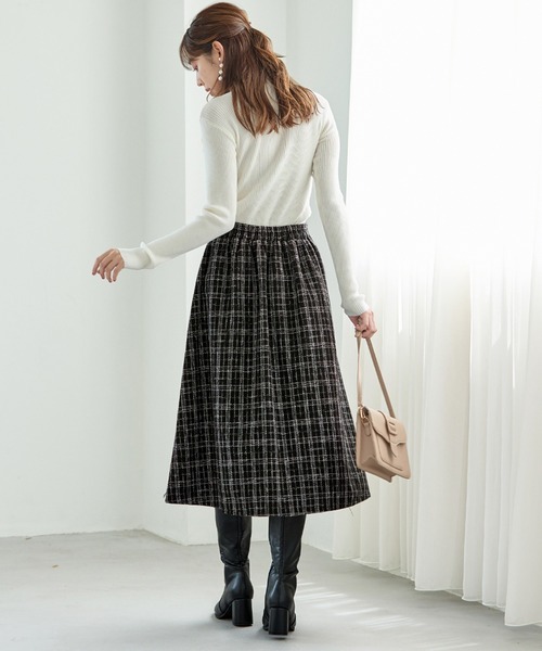 「alotta」 フレアスカート M ブラック×ホワイト レディース_画像6