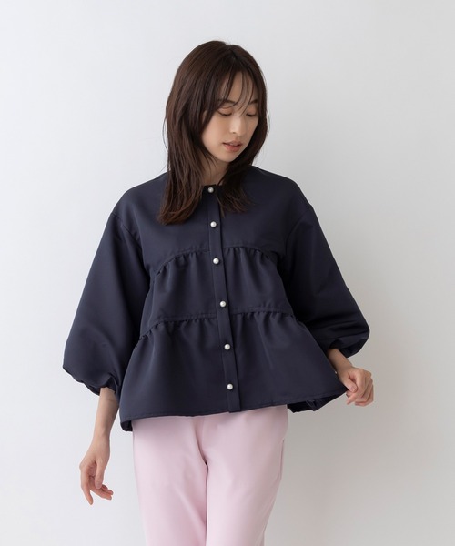 Sono（ソーノ） ノーカラージャケット 1 ネイビー レディース