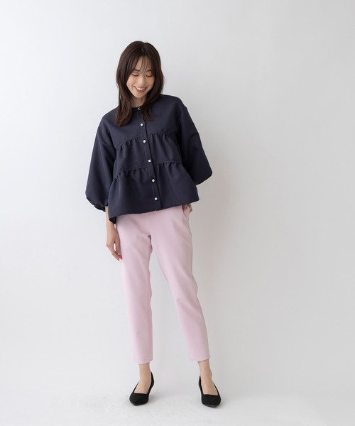 「Sono」 ノーカラージャケット 1 ネイビー レディースの画像