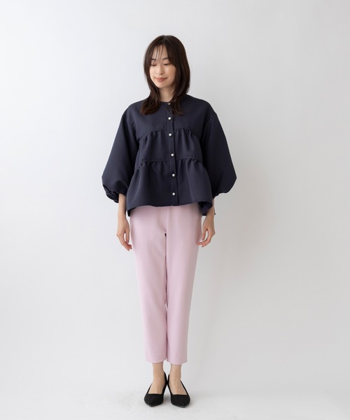 「Sono」 ノーカラージャケット 1 ネイビー レディースの画像