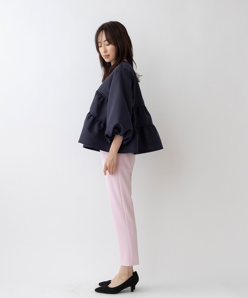 「Sono」 ノーカラージャケット 1 ネイビー レディースの画像