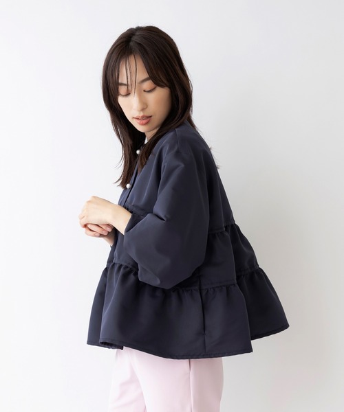 「Sono」 ノーカラージャケット 1 ネイビー レディースの画像
