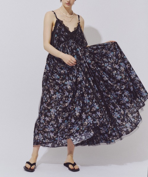 オリジナル花柄オパールワンピース☾ベルベット ラベルエチュード キャミドレス ONE PIECE – LA BELLE ETUDE online store