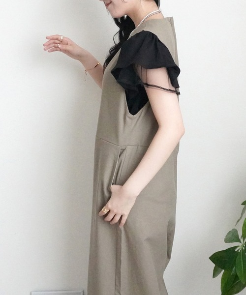Emma（エマ） オールインワン Vネック綿麻サロペット ゆったり