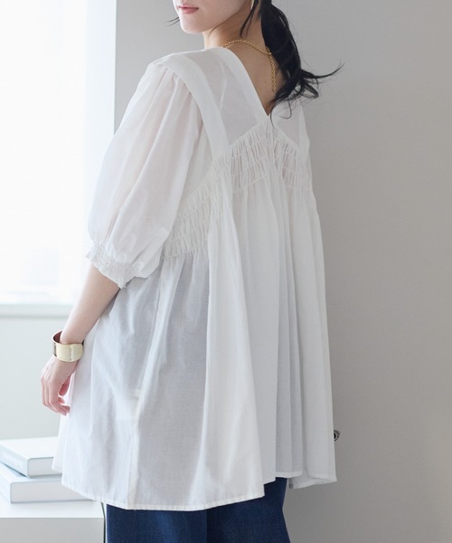 ap retro ブラウス シャツ 「India Fabric」2WAYコットンシャーリング