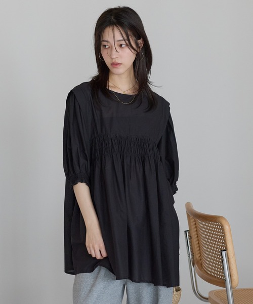 新品タグ付✨BADOW.R 45RPMカットワークコットンブラウス　Aライン ap retro ブラウス シャツ 「India Fabric」2WAYコットンシャーリング