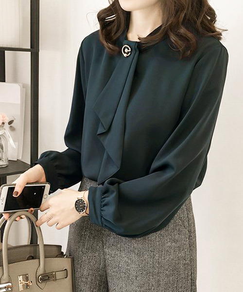 「Amulet」 長袖ブラウス X-LARGE グリーン レディース_画像2