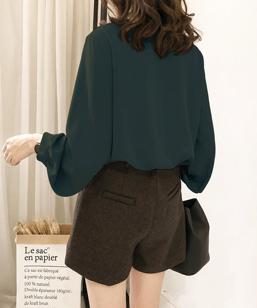 「Amulet」 長袖ブラウス X-LARGE グリーン レディース_画像8